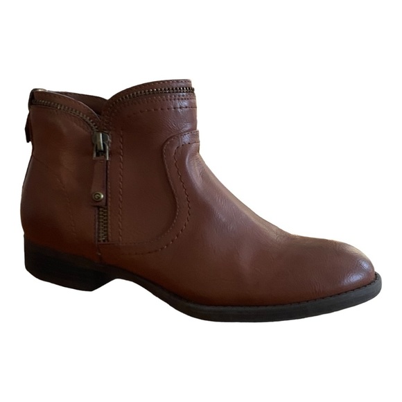G by Guess Troye Double Zipper Faux Leather Bootie Sz 7 Brown Casual Fall - Picture 1 of 10